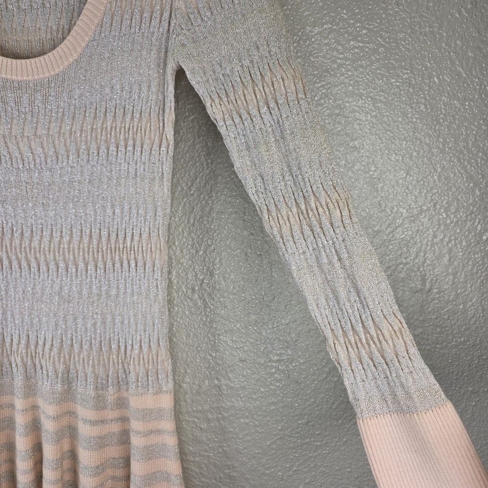 Y2k Victoria Secrets Drop Waist Knit Long Sleeve Light Pink Gray Dress Size M - Picture 5 of 15